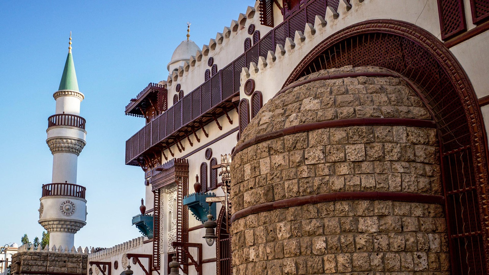 Traditional architectural forms at Tayebat Museum in Jeddah